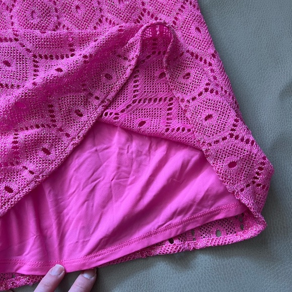 Lilly Pulitzer Dusk Metallic Lace Sleeveless Shift Mini Slip Dress Pop Pink XS - Picture 6 of 10